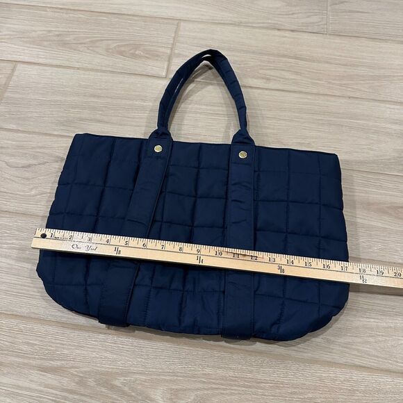 CLARE V. Tropezienne Quilted Nylon Tote in Navy Blue - Picture 8 of 8